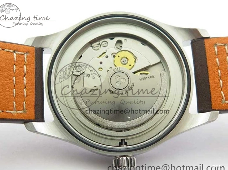 MIROTIME 0303 Original Pilot IW326803 SS MK 1:1 Best Edition Black Dial on Brown Leather Strap MIYOTA 7146